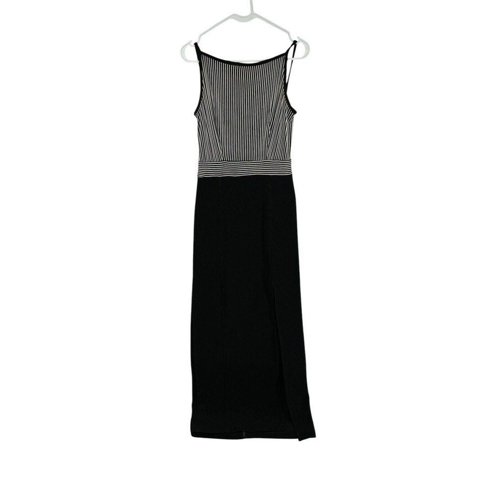 BARI‎ JAY Vintage Long Sleeveless Cocktail Dress Sz 11/12 Striped Corset Back